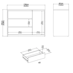Ladekasten|Dressoirs< Dressoir Atlanta Eiken / Hoogglans Wit - 119x84x48 cm