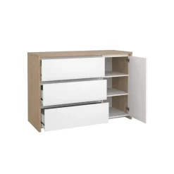 Ladekasten|Dressoirs< Dressoir Atlanta Eiken / Hoogglans Wit - 119x84x48 cm