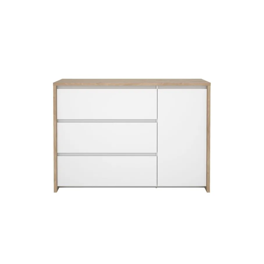 Ladekasten|Dressoirs< Dressoir Atlanta Eiken / Hoogglans Wit - 119x84x48 cm