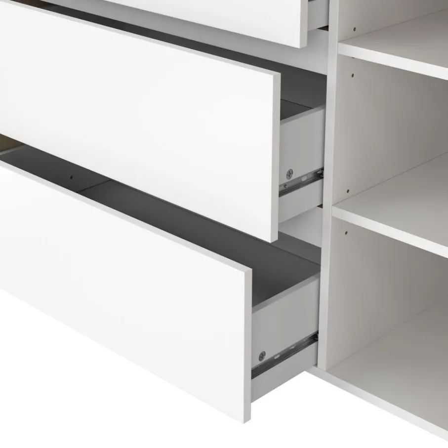 Ladekasten|Dressoirs< Dressoir Atlanta Eiken / Hoogglans Wit - 119x84x48 cm