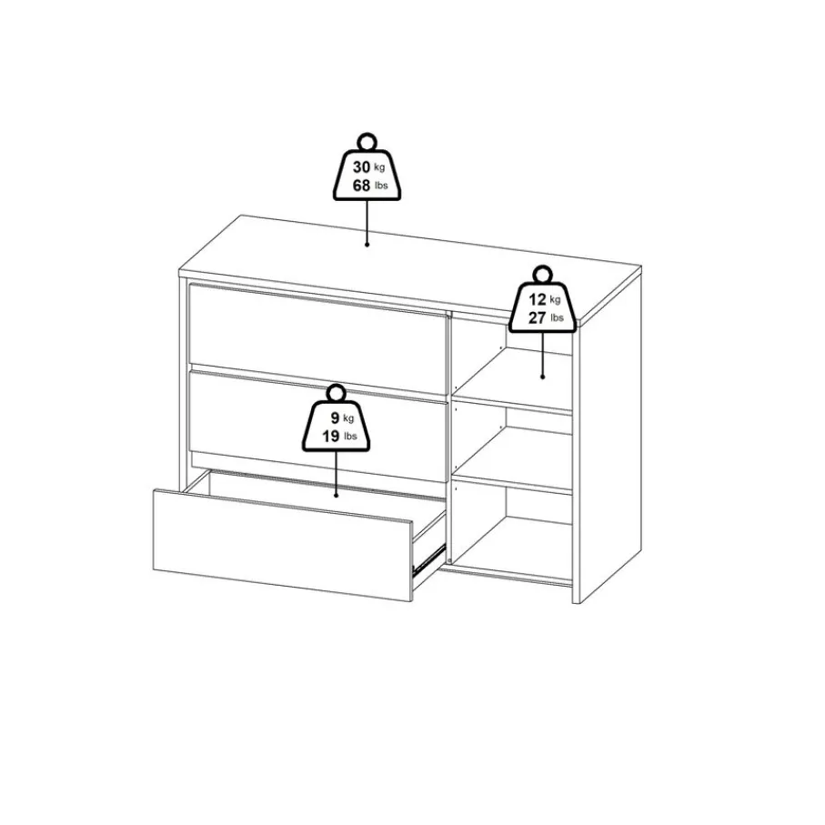 Ladekasten|Dressoirs< Dressoir Atlanta Wit - 119x84x48 cm