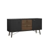 Dressoirs< Dressoir Denver Zwart / Walnoot - 150x72x40 cm