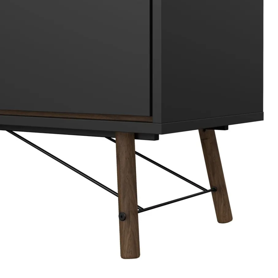 Dressoirs< Dressoir Denver Zwart / Walnoot - 150x72x40 cm
