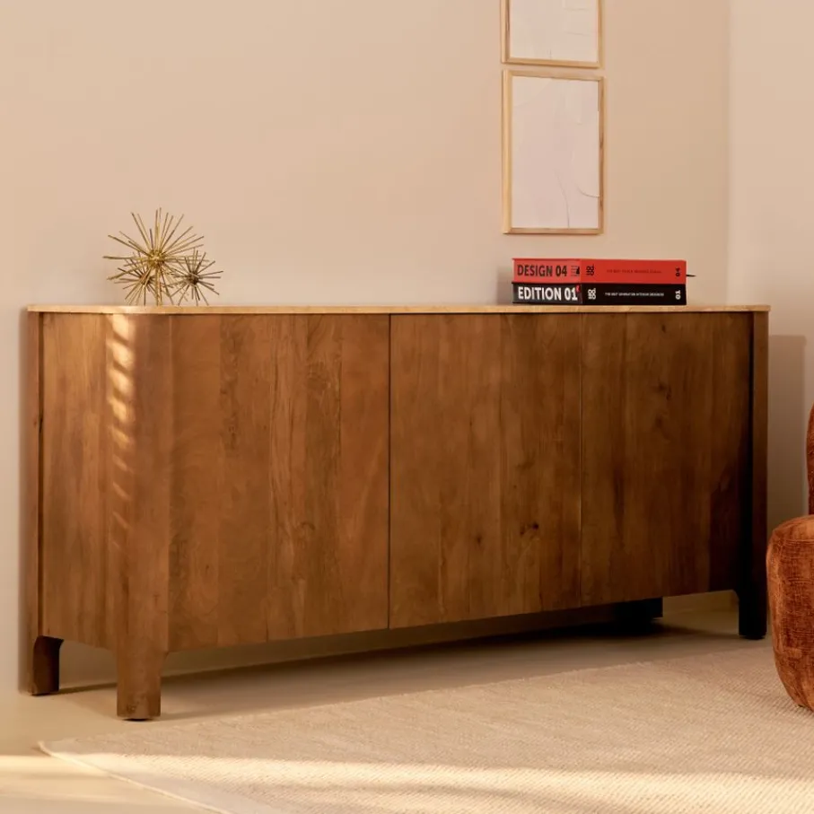 Dressoirs< Dressoir Liam Bruin / Marmer - 180x80x45 cm