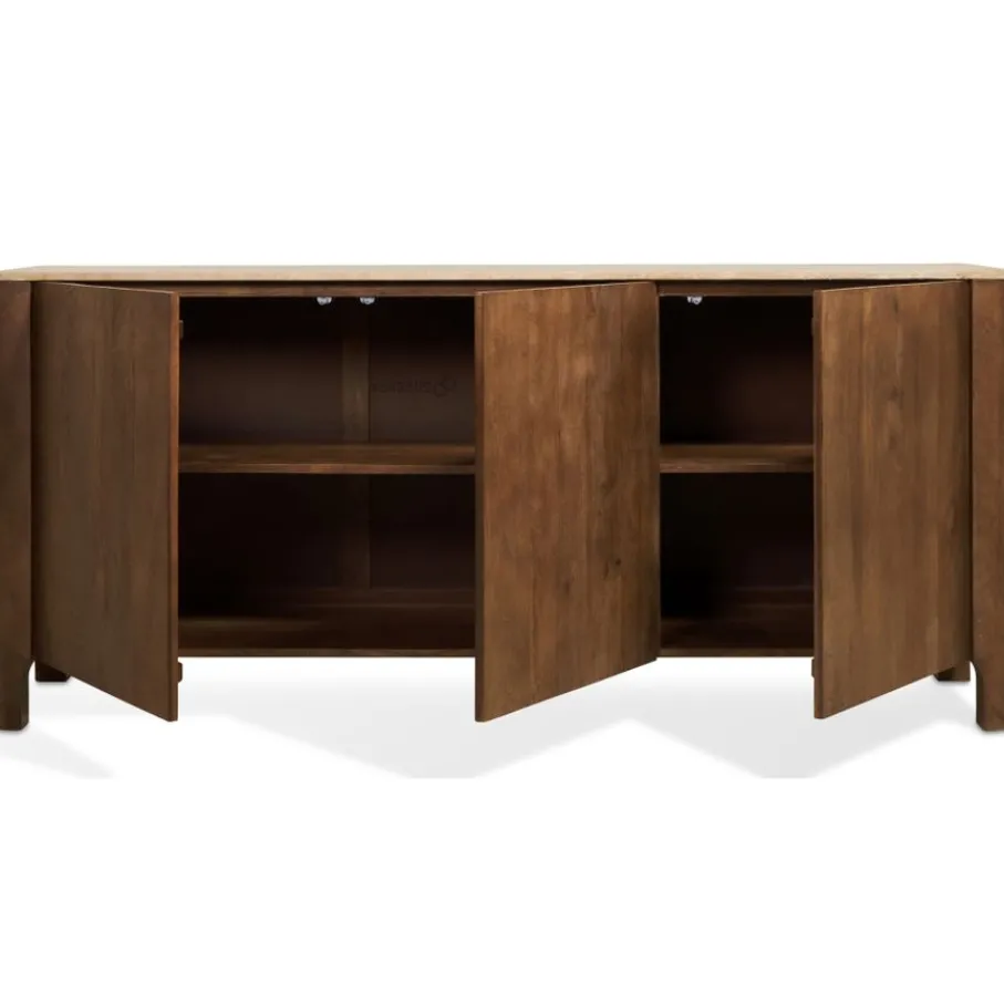 Dressoirs< Dressoir Liam Bruin / Marmer - 180x80x45 cm