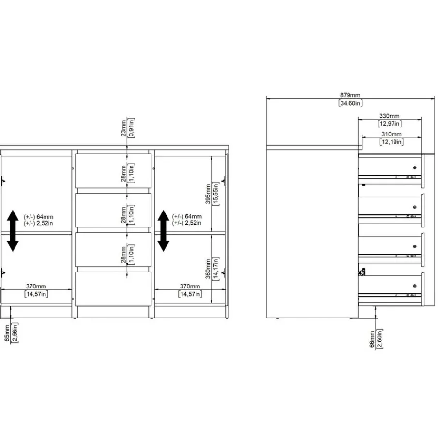 Opbergkasten< Dressoir Luna Eiken - 121x91x50 cm