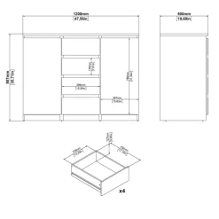 Opbergkasten< Dressoir Luna Eiken - 121x91x50 cm