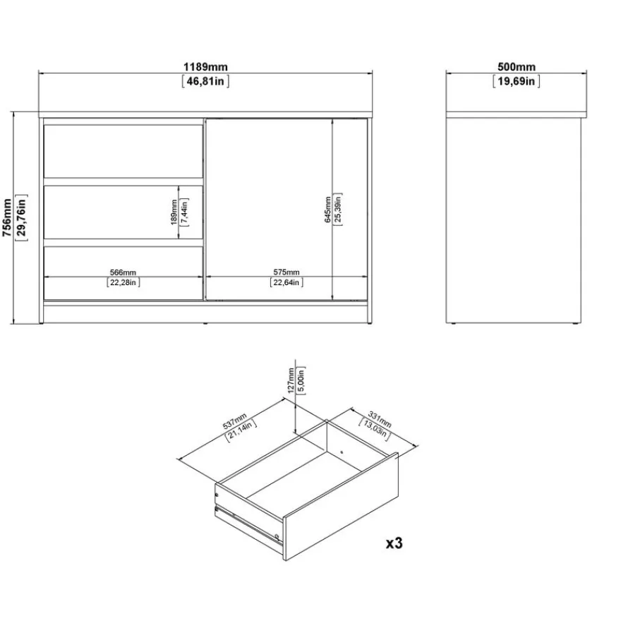 Opbergkasten< Dressoir Luna Eiken - 119x76x50 cm