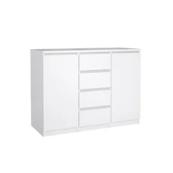 Opbergkasten< Dressoir Luna Hoogglans Wit - 121x91x50 cm