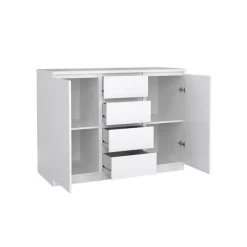 Opbergkasten< Dressoir Luna Hoogglans Wit - 121x91x50 cm