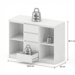 Opbergkasten< Dressoir Luna Taupe / Eiken - 121x91x50 cm