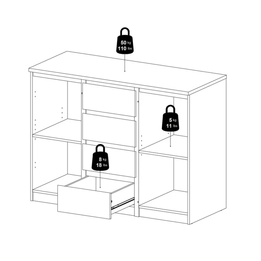 Opbergkasten< Dressoir Luna Wit - 121x91x50 cm
