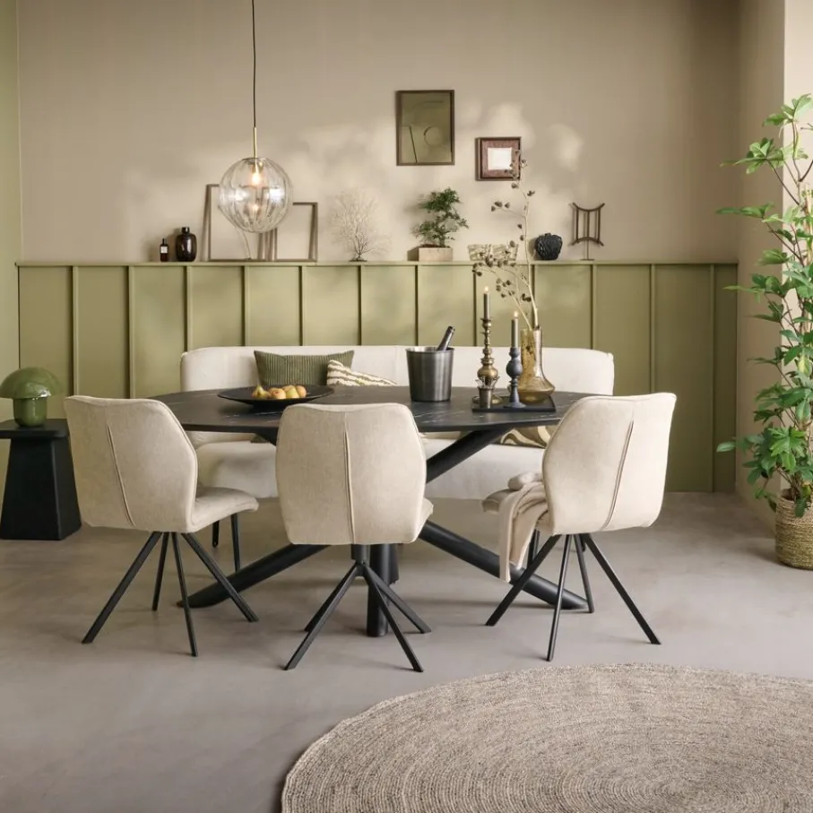 Eetkamerbanken< Eetkamerbank Bjorna Beige - 190 cm