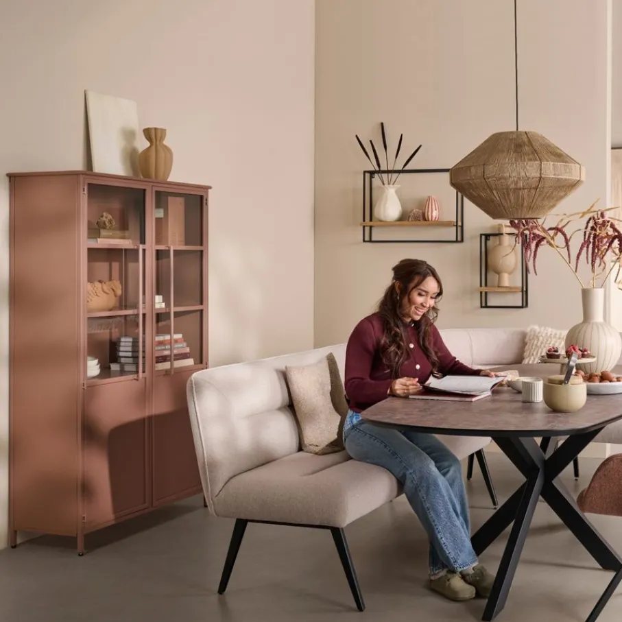 Eetkamerbanken< Eetkamer Hoekbank Bjorna Roze - 270x170 cm