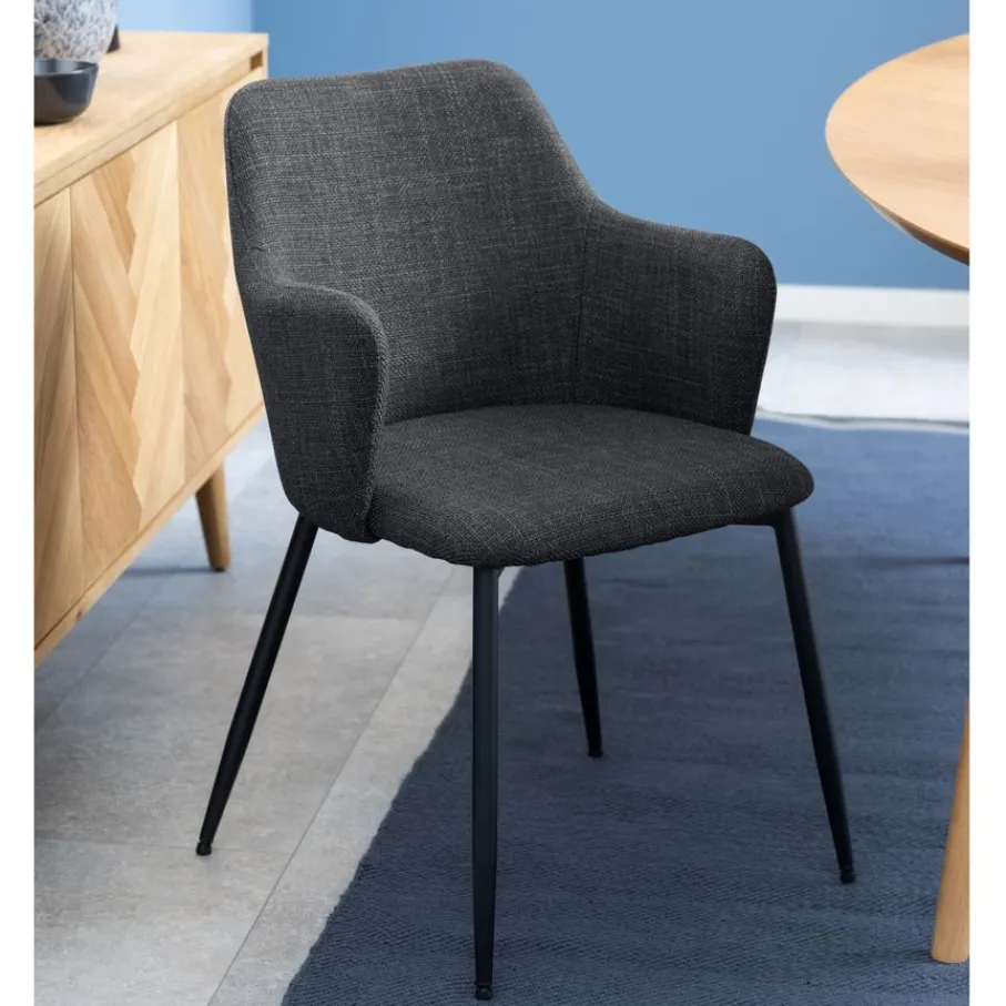 Eetkamerstoelen< Eetkamerstoel Iben Donkergrijs