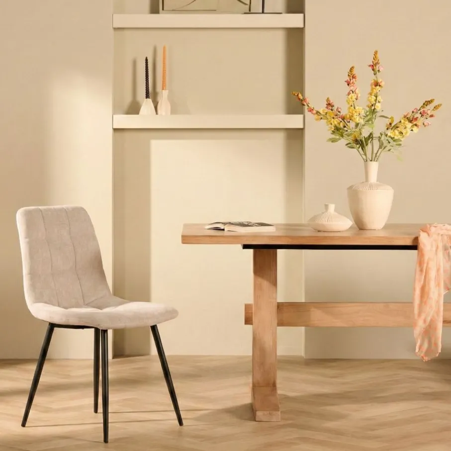 Eetkamerstoelen< Eetkamerstoel Lier Lichtbeige