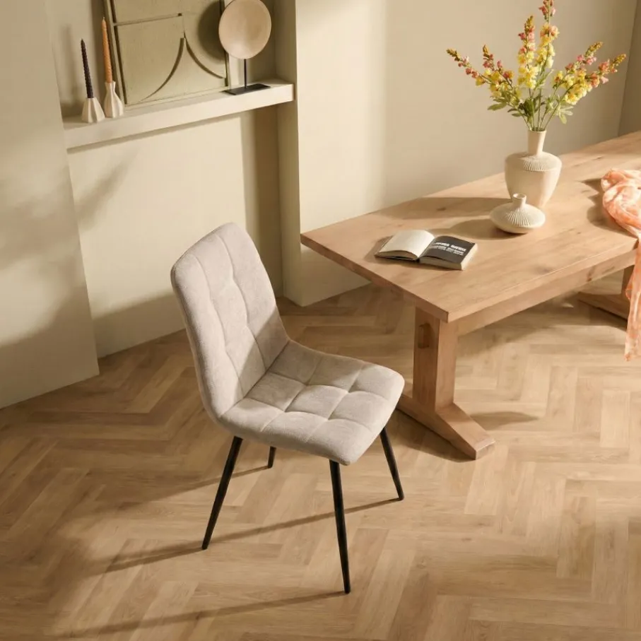 Eetkamerstoelen< Eetkamerstoel Lier Lichtbeige