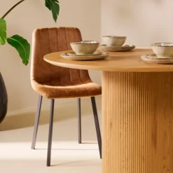Eetkamerstoelen< Eetkamerstoel Piet Cognac