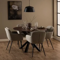 Eetkamerstoelen< Eetkamerstoel Rikke Beige