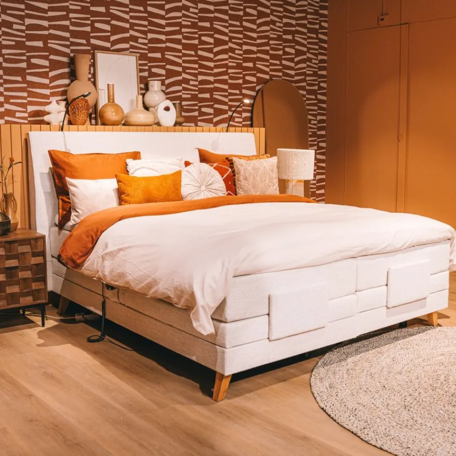 Boxsprings< Elektrische Boxspring Madrid Naturel - 180x200 cm