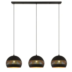 Hanglampen< Hanglamp Cabot Zwart - 3 x E27 - 140 cm breed