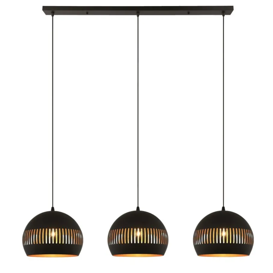 Hanglampen< Hanglamp Cabot Zwart - 3 x E27 - 140 cm breed