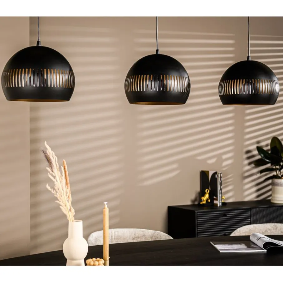 Hanglampen< Hanglamp Cabot Zwart - 3 x E27 - 140 cm breed