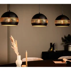 Hanglampen< Hanglamp Cabot Zwart - 3 x E27 - 140 cm breed