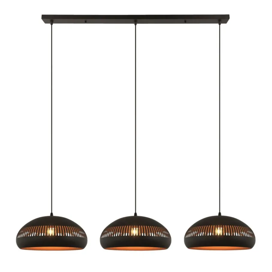 Hanglampen< Hanglamp Cabot Zwart - 3 x E27 - 150 cm breed