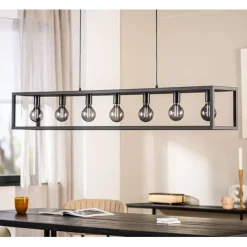 Hanglampen< Hanglamp Eric Zwart - 7 x E27 - 168 cm breed