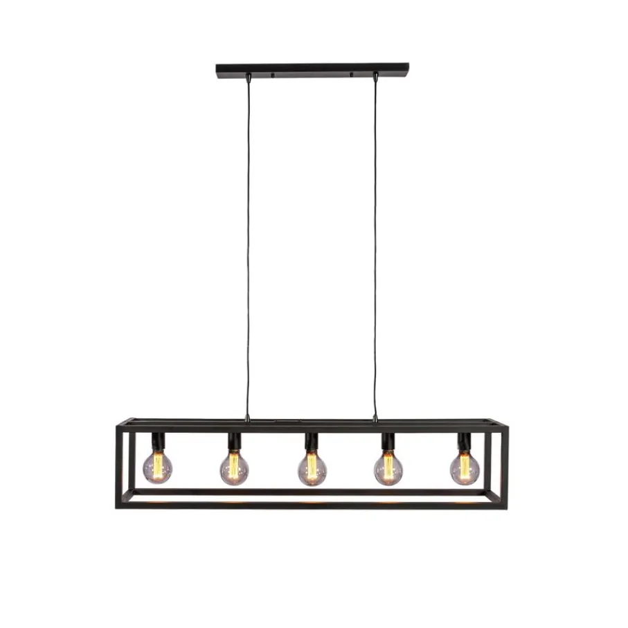 Hanglampen< Hanglamp Eric Zwart - 5 x E27 - 120 cm breed