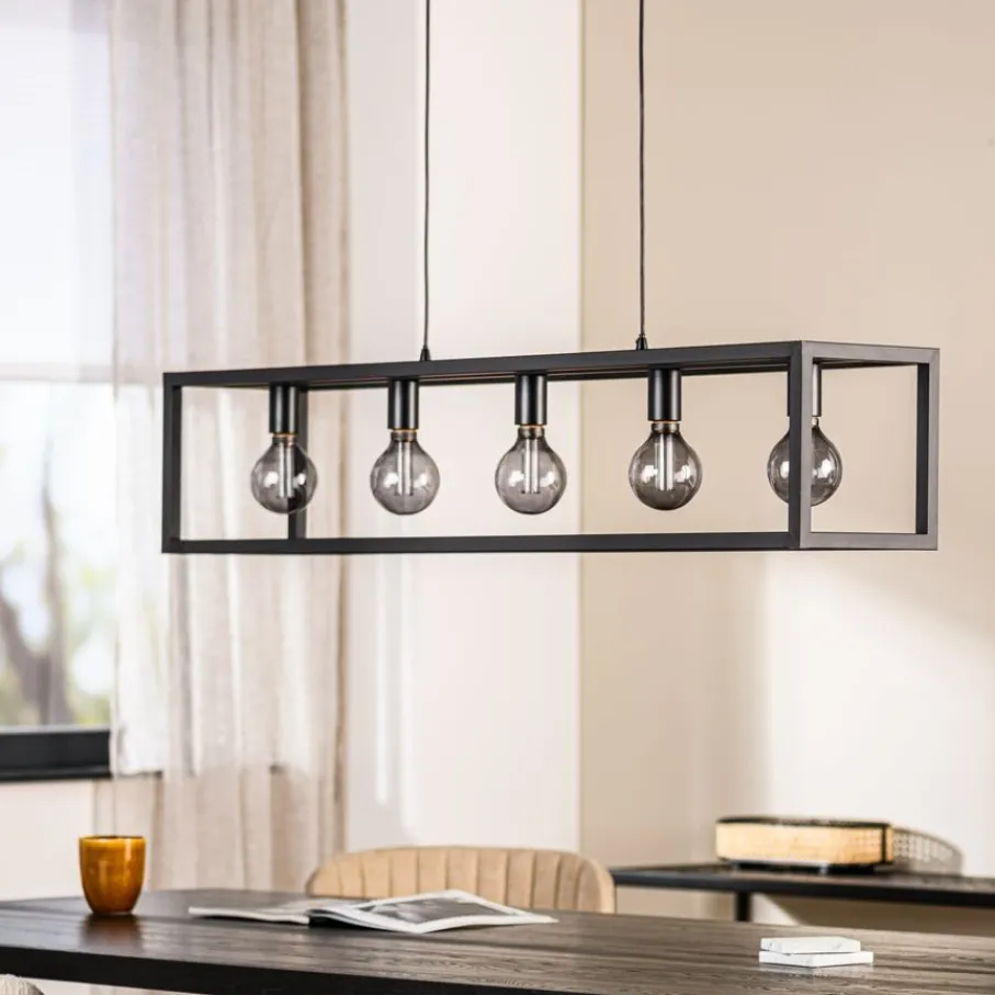 Hanglampen< Hanglamp Eric Zwart - 5 x E27 - 120 cm breed