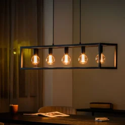 Hanglampen< Hanglamp Eric Zwart - 5 x E27 - 120 cm breed