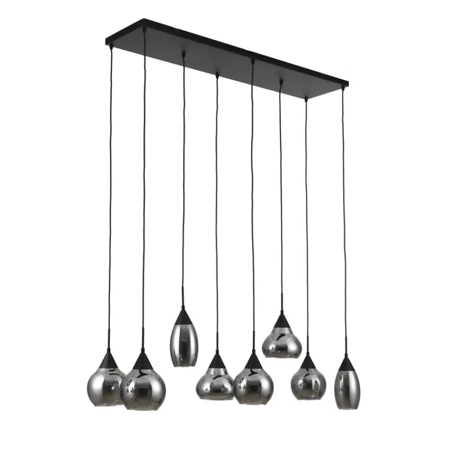 Hanglampen< Hanglamp Oriel Zwart - 8 x E27 - 120 cm breed