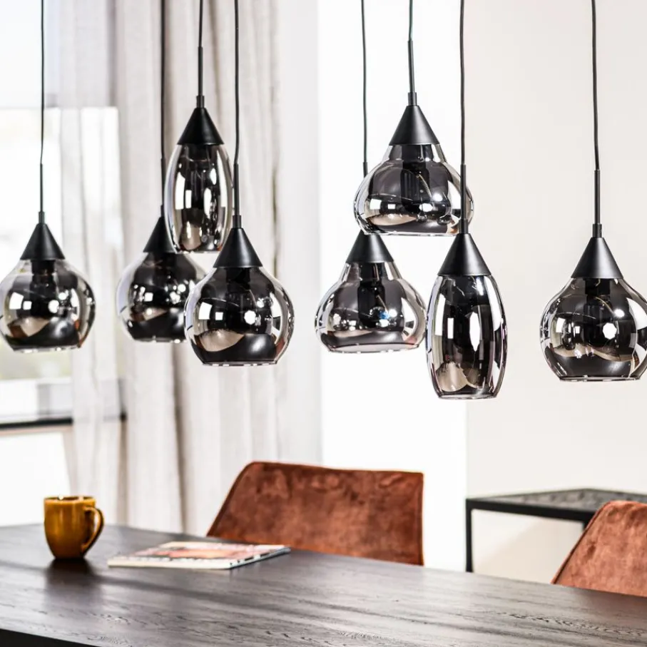 Hanglampen< Hanglamp Oriel Zwart - 8 x E27 - 120 cm breed