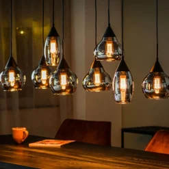 Hanglampen< Hanglamp Oriel Zwart - 8 x E27 - 120 cm breed