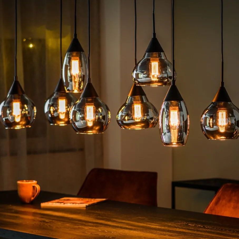 Hanglampen< Hanglamp Oriel Zwart - 8 x E27 - 120 cm breed
