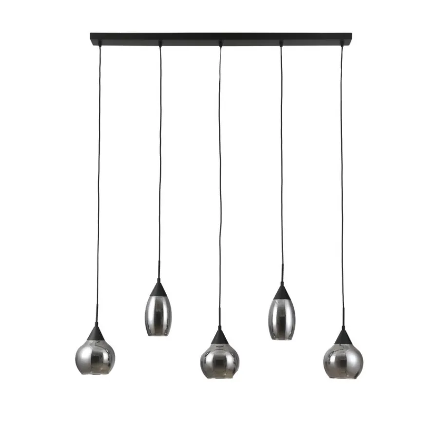 Hanglampen< Hanglamp Oriel Zwart - 5 x E27 - 120 cm breed