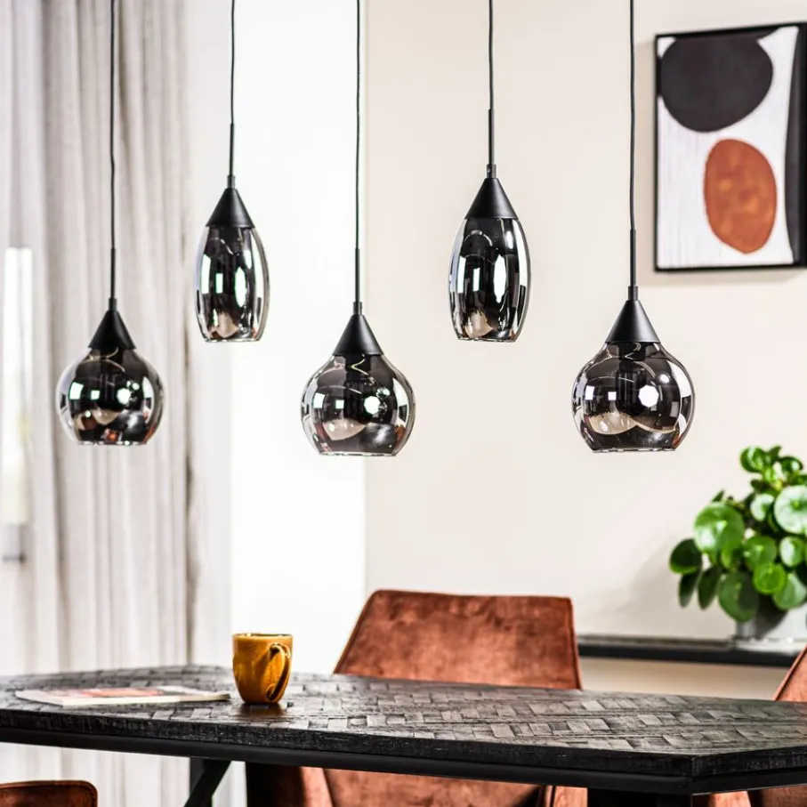 Hanglampen< Hanglamp Oriel Zwart - 5 x E27 - 120 cm breed