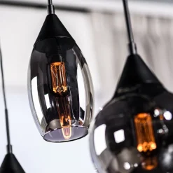 Hanglampen< Hanglamp Oriel Zwart - 5 x E27 - 120 cm breed