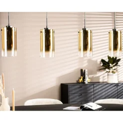 Hanglampen< Hanglamp Yvet Goud - 4 x E27 - 120 cm breed
