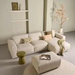Voetenbanken|Fauteuils< Hocker Kobe Beige - 95x65 cm