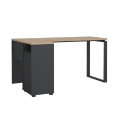 Bureaus< Hoekbureau Bram Eiken / Donkergrijs - 150x76x100 cm