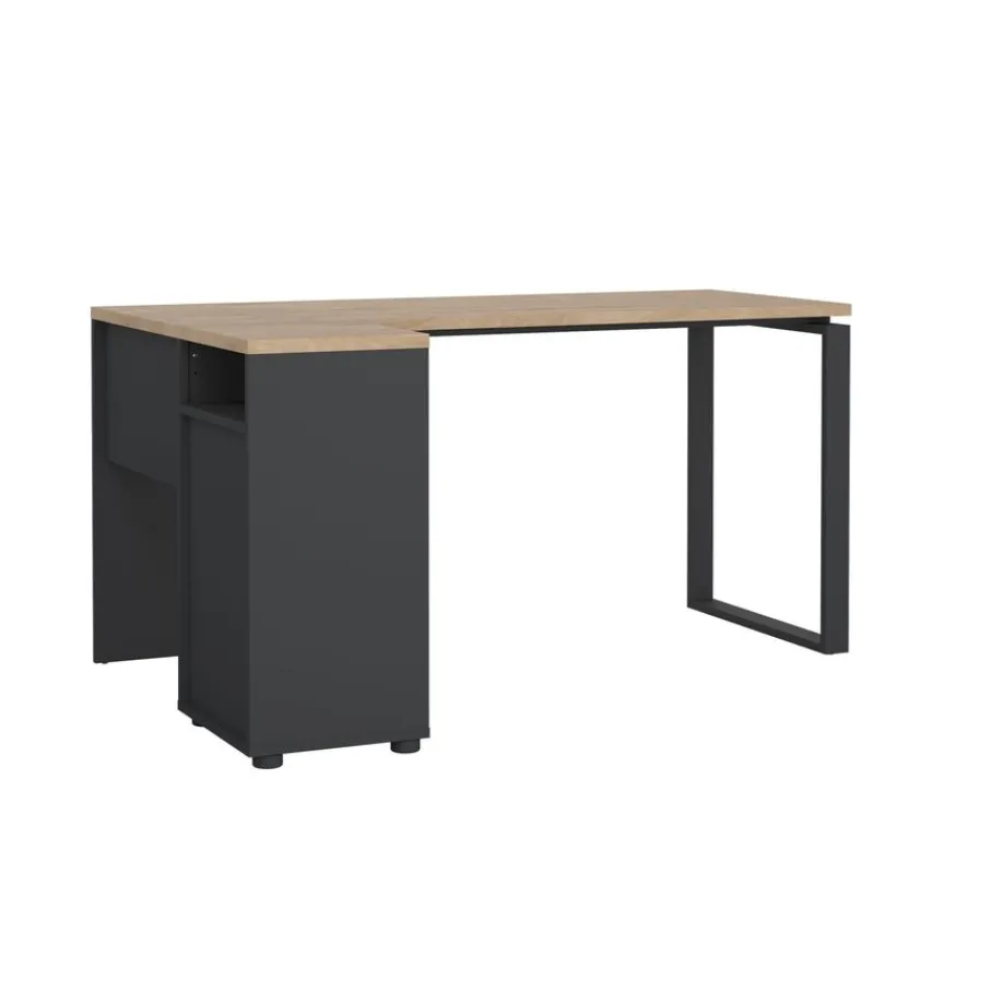 Bureaus< Hoekbureau Bram Eiken / Donkergrijs - 150x76x100 cm