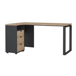 Bureaus< Hoekbureau Bram Eiken / Donkergrijs - 150x76x100 cm