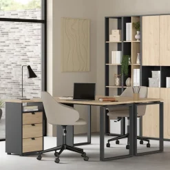 Bureaus< Hoekbureau Bram Eiken / Donkergrijs - 150x76x100 cm