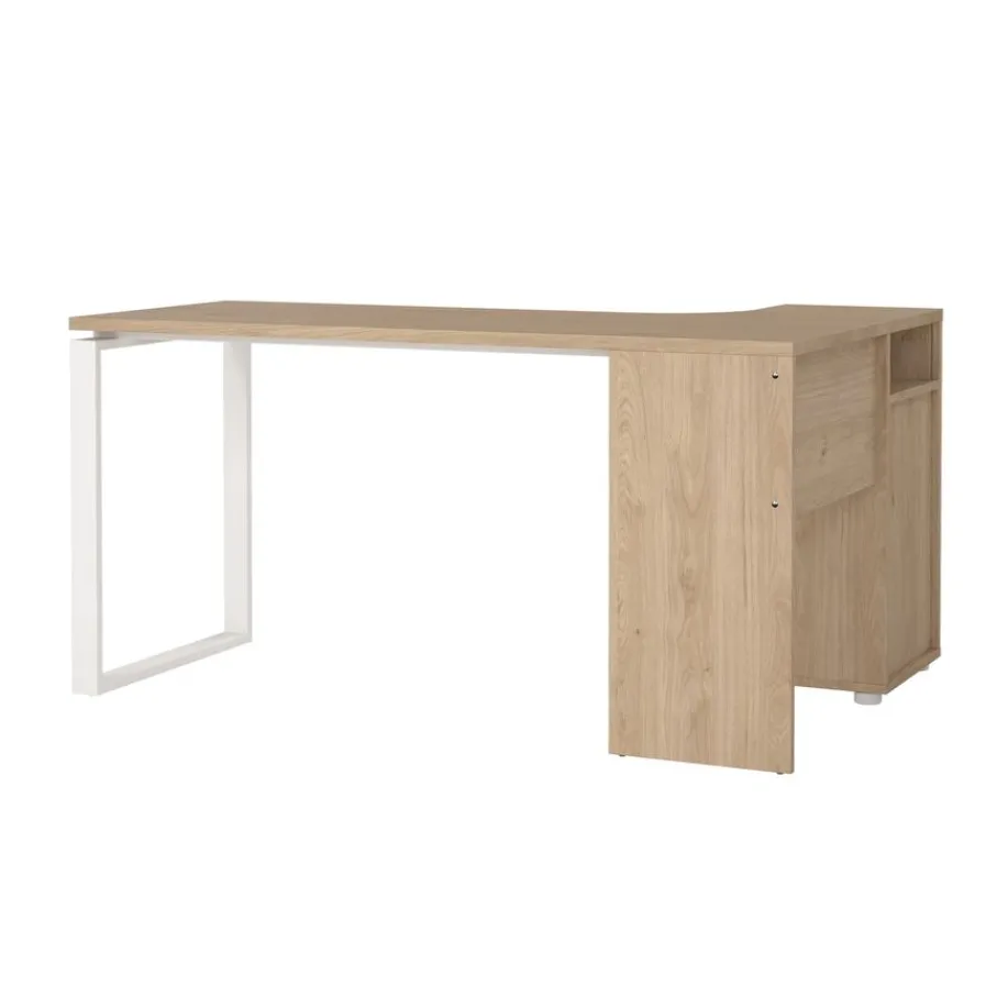 Bureaus< Hoekbureau Bram Eiken / Wit - 150x76x100 cm