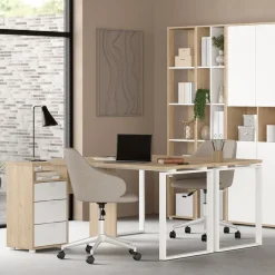 Bureaus< Hoekbureau Bram Eiken / Wit - 150x76x100 cm