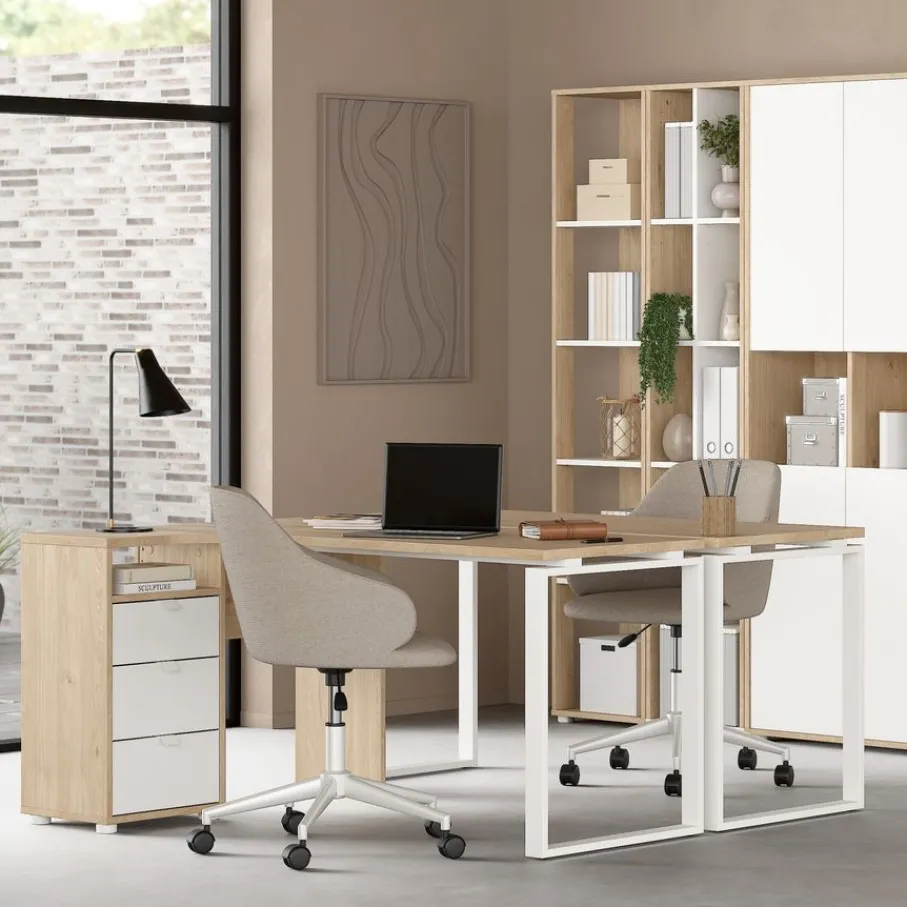 Bureaus< Hoekbureau Bram Eiken / Wit - 150x76x100 cm
