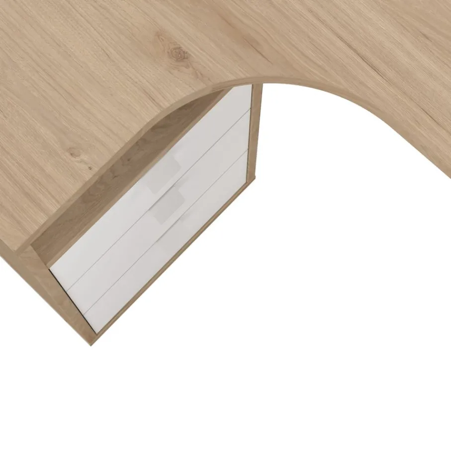 Bureaus< Hoekbureau Bram Eiken / Wit - 150x76x100 cm